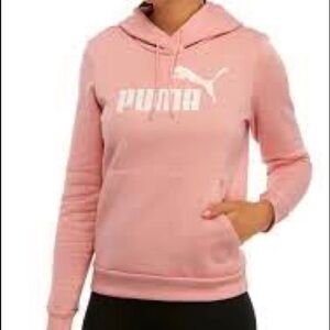 PUMA Hoodie Fleece Logo Sweatshirt Pink Sz Small